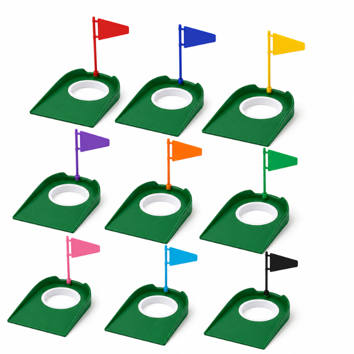 Golf putting træningssæt med puttingkopper, flag og boldsamler