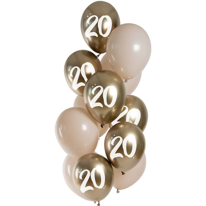 20 års balloner guld 12x - 33 cm