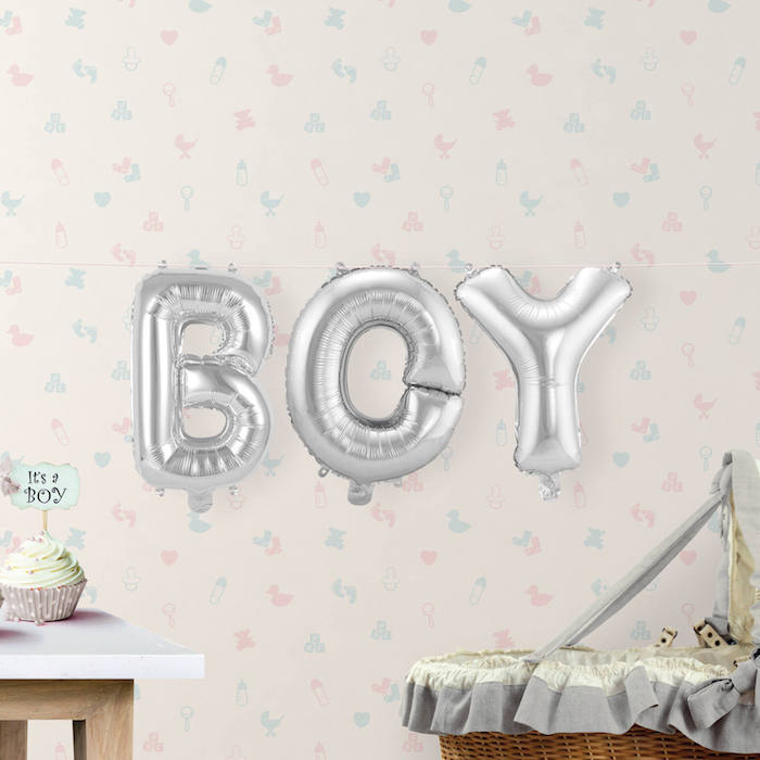 BOY sølv folieballon - 36 cm