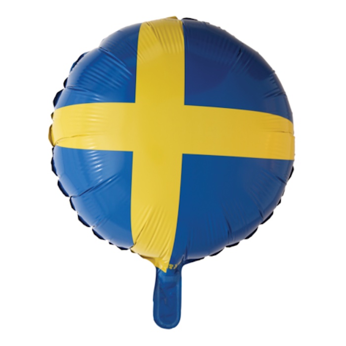 Sverige Folieballon Rund - 45 cm