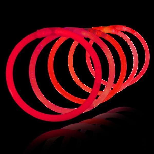 Rød knæklys 100x - Selvlysende armbånd