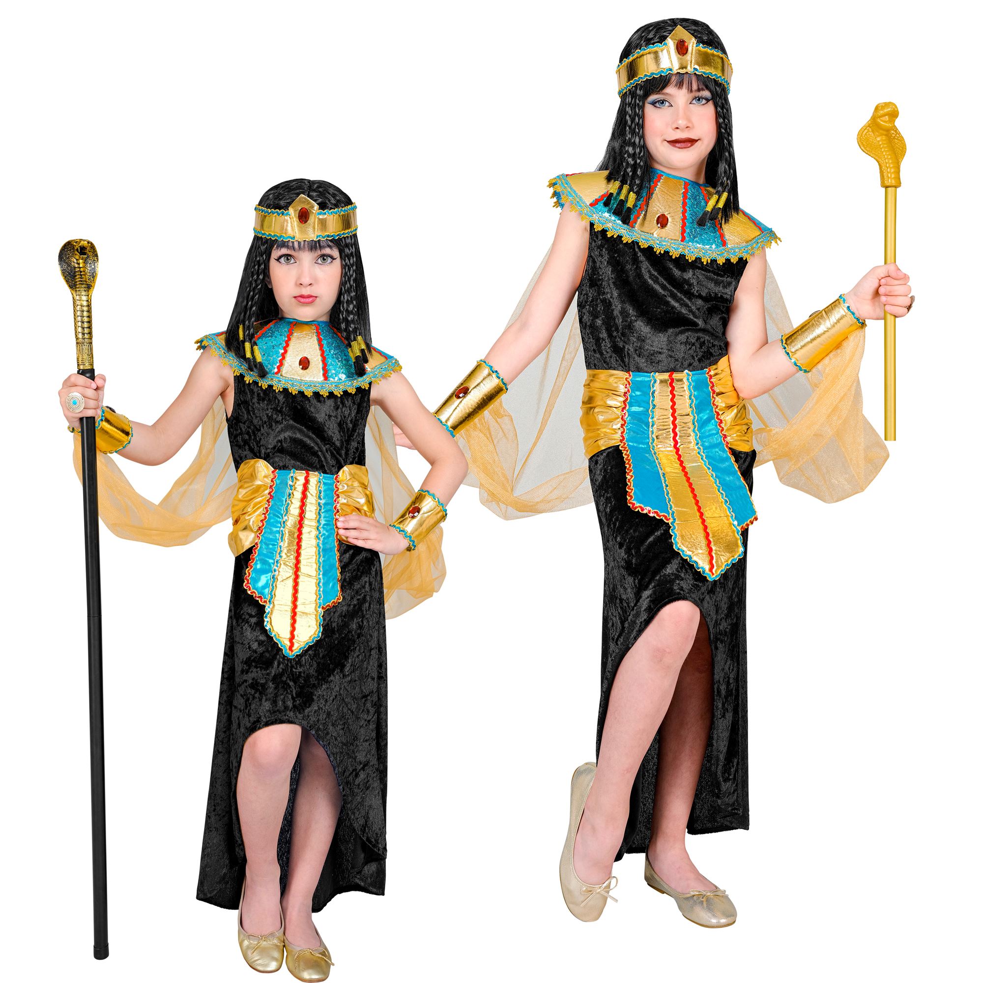 Egyptisk dronning kostume med krave i sort