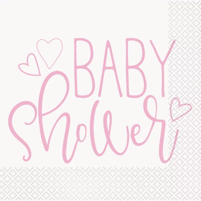Billede af Servietter i pink til babyshower pige 16x