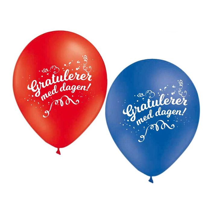 "Gratulerer med dagen!" Latex balloner 10x - 30 cm