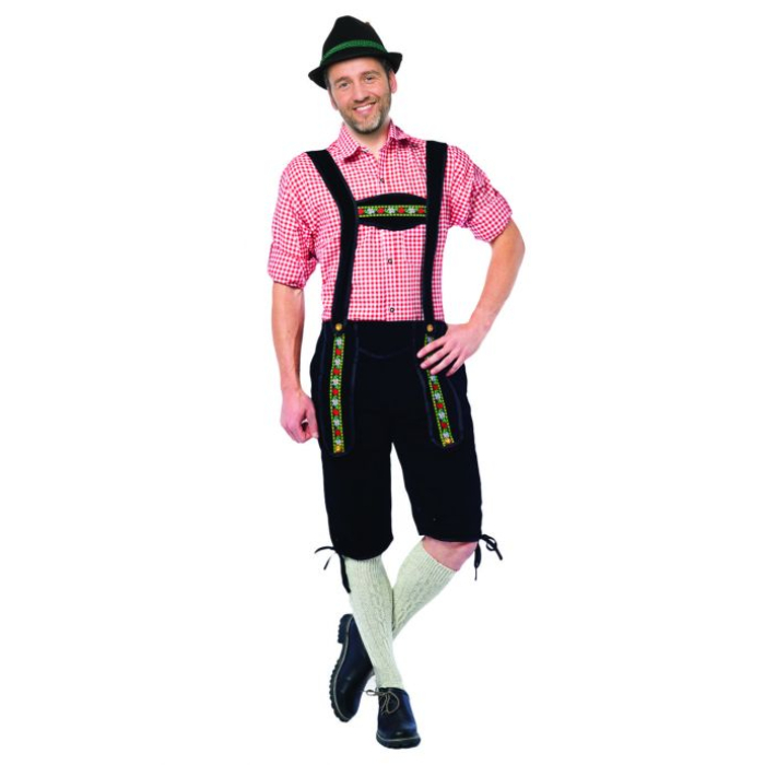 Køb Tyroler lederhosen bukser Johann lang sort - Pris 239.00 kr.