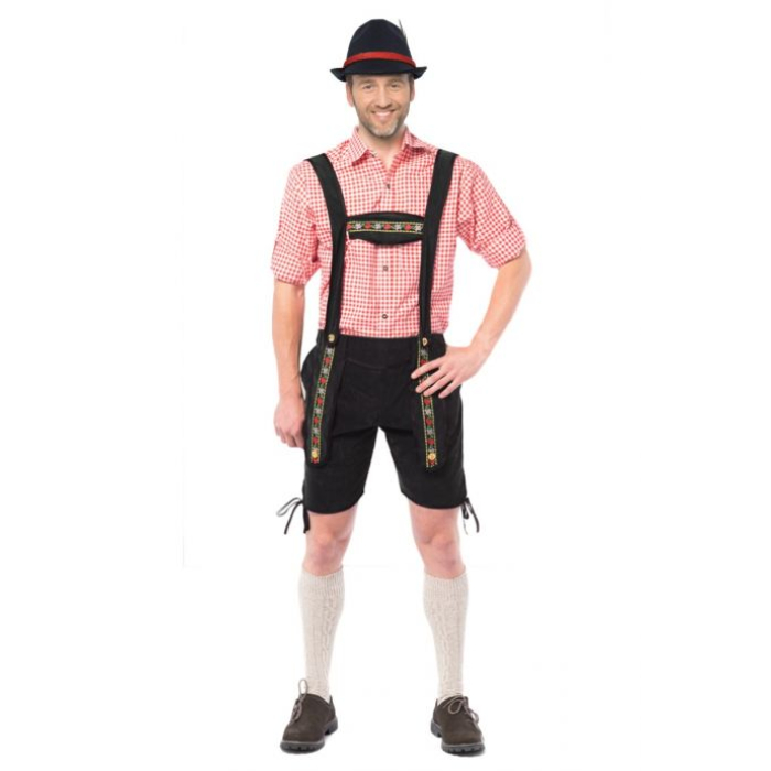 Køb Tyroler lederhosen bukser Johann kort sort - Pris 239.00 kr.