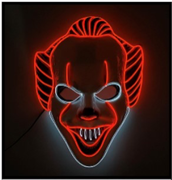 Uhyggelig rød Pennywise klovne LED maske