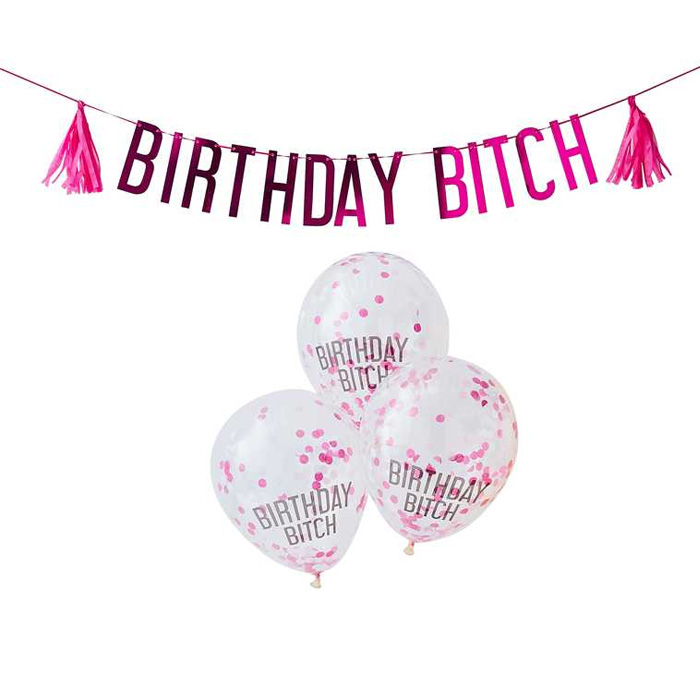 Happy Birthday Bitch Balloner & Guirlande