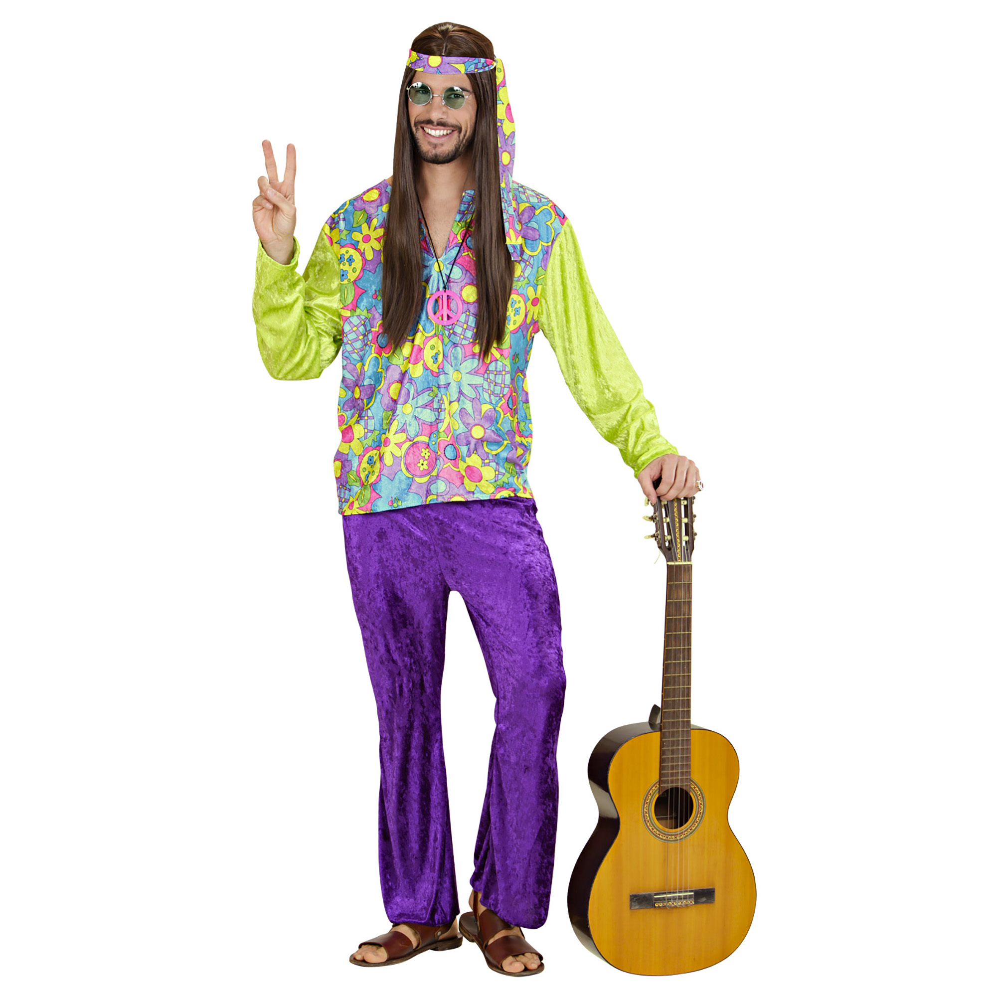 Hippiesæt til herrer i fløjl med pandebånd
