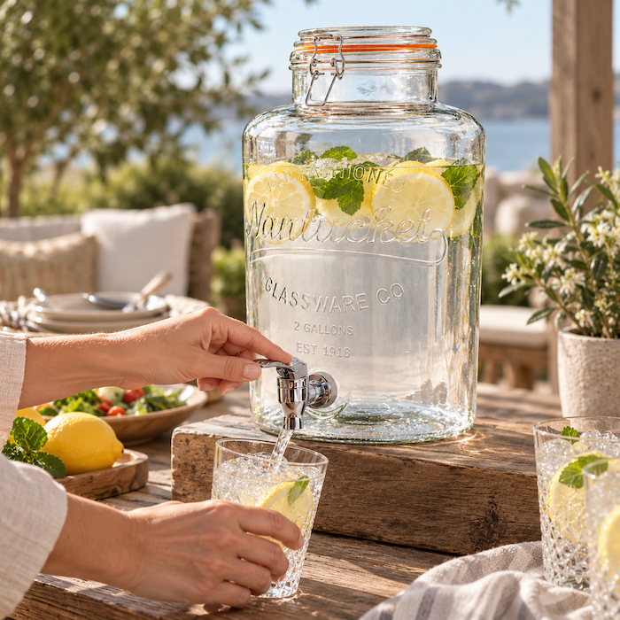Glas dispenser med metal hane 8 liter deluxe
