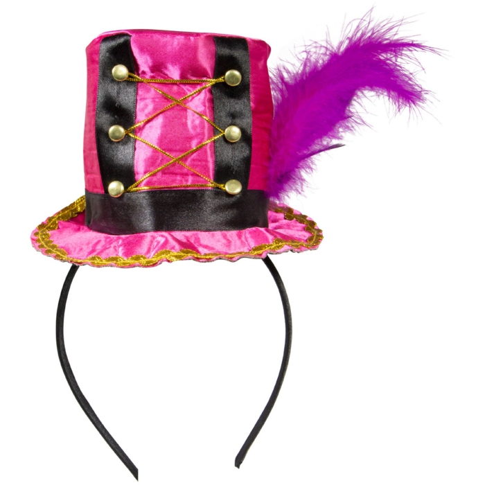 Pink cirkus hat med lilla fjer