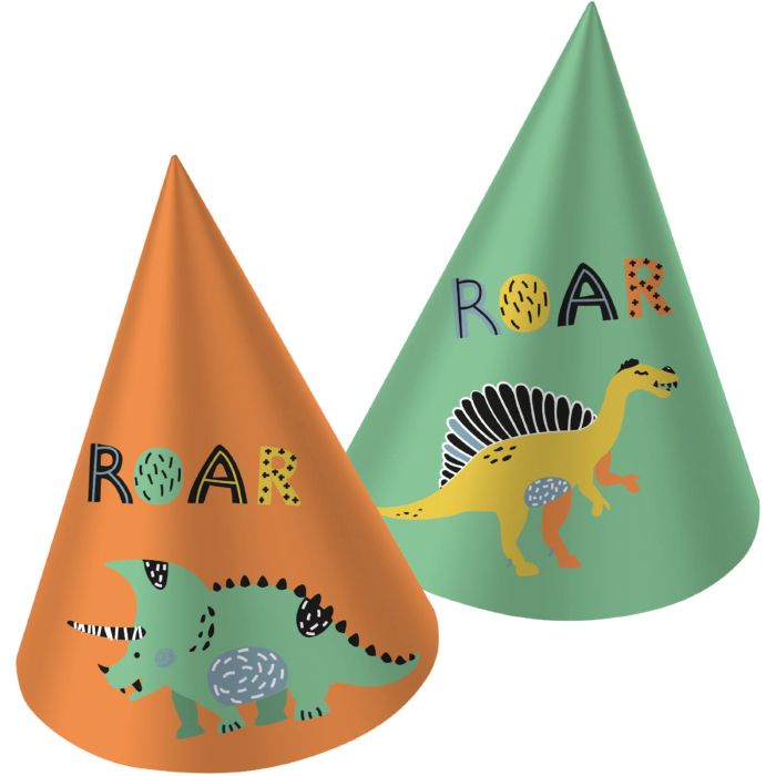 Festhatte med dinosaur motiver 6x - 16,5 cm