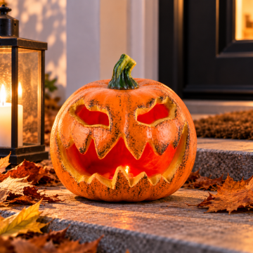 Blinkende halloween græskar - Ø 16 cm