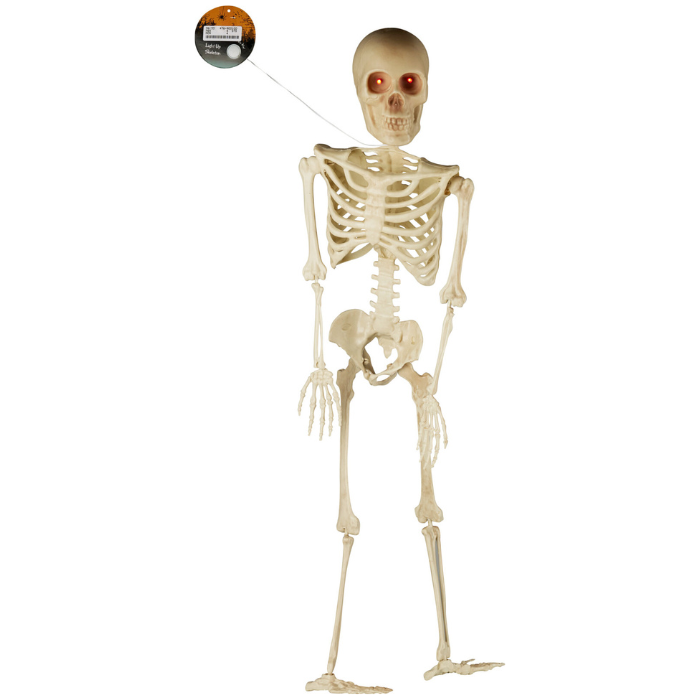 Halloween skelet med lysende øjne 91 cm