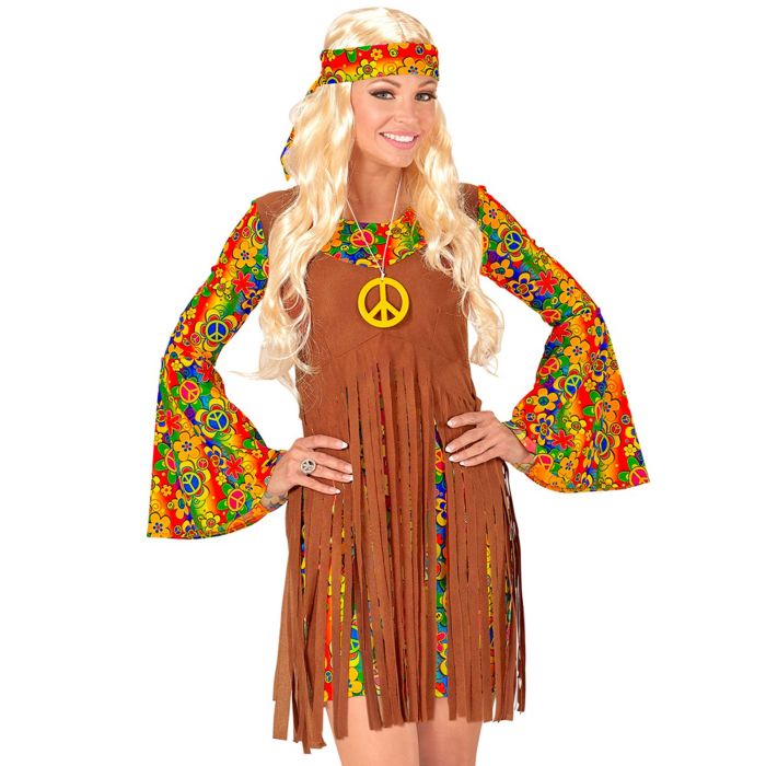 Hippiepige kjole med vest og fredstegn