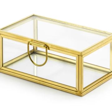 Æske i glas guld 9x5.5x4cm