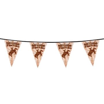 Cowboy vilde vesten plastik vimpel guirlande - 6 m