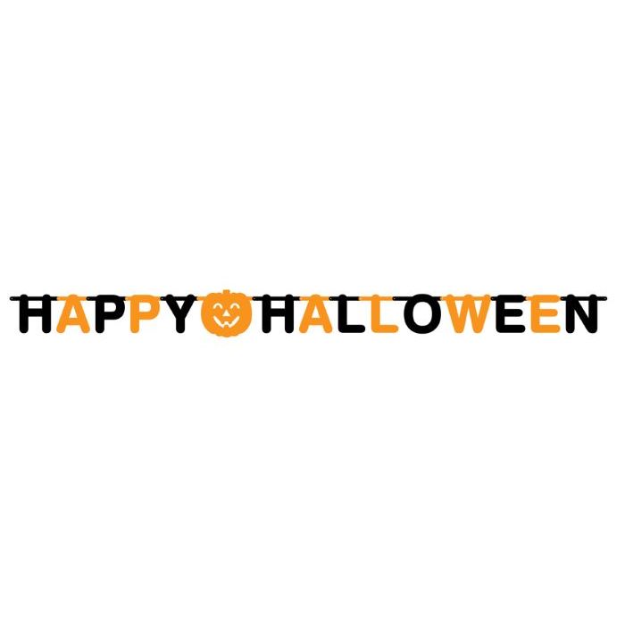 Halloween bogstavguirlande i sort og orange - 2 m