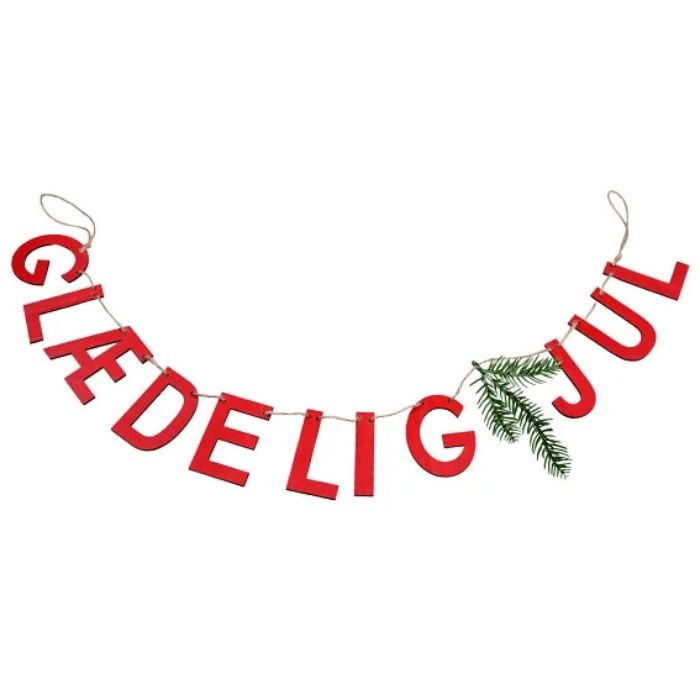Guirlande glædelig jul med grøn grangren 100x8 cm Det Gamle Apotek