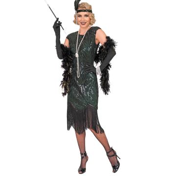 Flapper Gatsby-kjole til damer, grøn