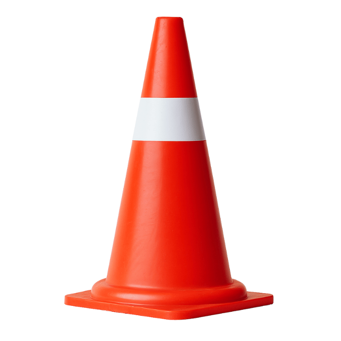 Orange kegle med hvid stribe - 50 cm