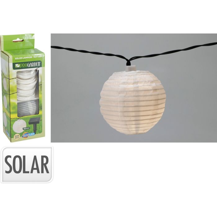 Solcellelampioner hvide 10 stk. med varmhvid LED
