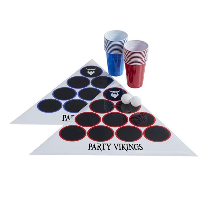 Beer Pong sæt PartyVikings - inkl. trekantsduge, bolde & kopper