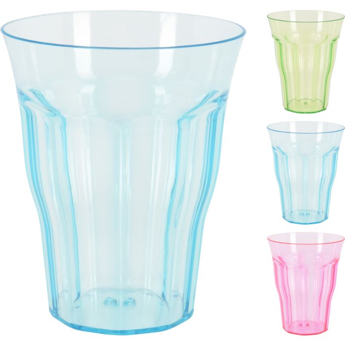 Drikkeglas i plast med facetdesign 340 ml