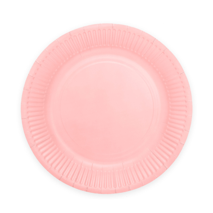 Lyserød pap tallerkner 8x - Ø 23 cm