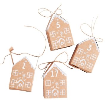 Jule adventskalender gingerbread huse 9x6 cm