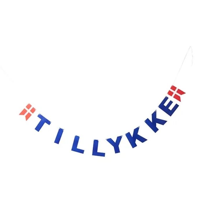 Guirlande tillykke blå student 3,8m Det Gamle Apotek