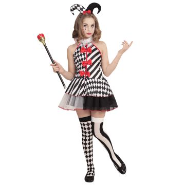 Harlekin-kostume med kjole til piger