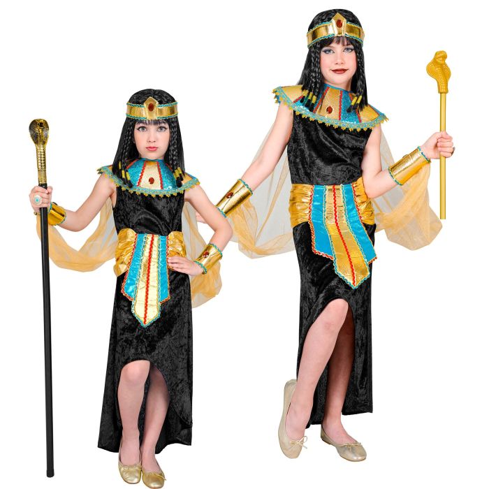 Egyptisk dronning kostume med krave i sort