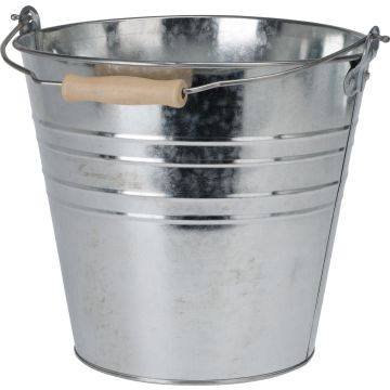Spand i galvaniseret jern med trægreb 10 liter