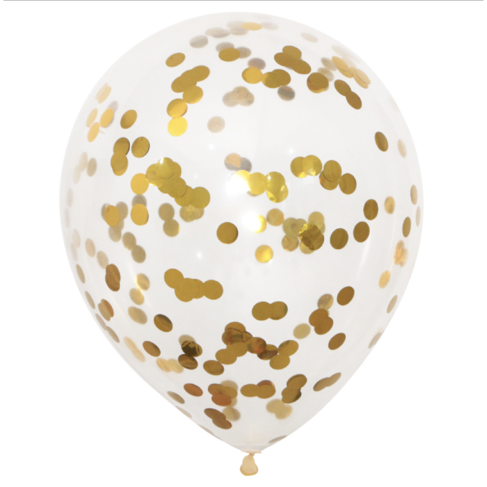 Ballon med guld konfetti - 30 cm