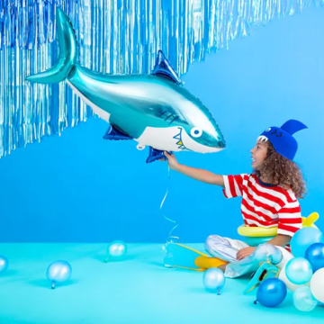 Blå haj folieballon, 102x62 cm