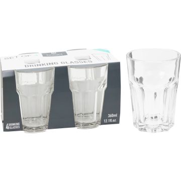 Facetterede drikkeglas 4 stk. 360 ml