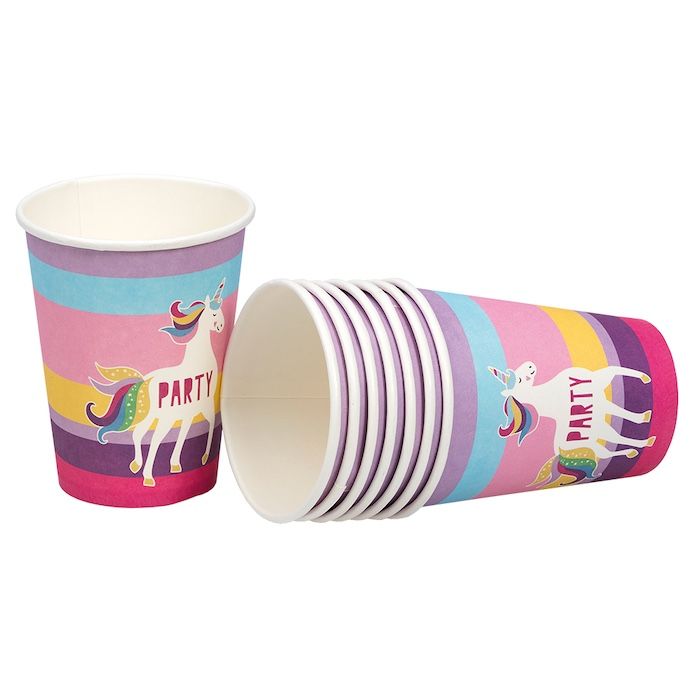 Enhjørning fest papkrus 8x - 250 ml 