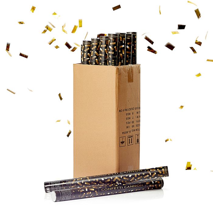 Guld konfettirør 60 cm PartyVikings 50x - Metallic Rektangulær