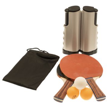 Bordtennissæt med justerbart net, 2 bat og 4 bolde 