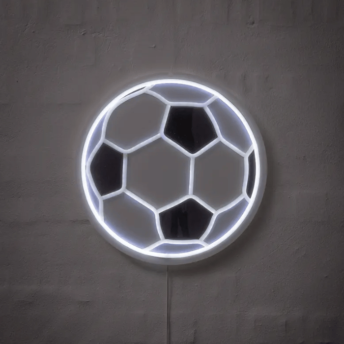 Fodbold neon LED skilt - 32 cm