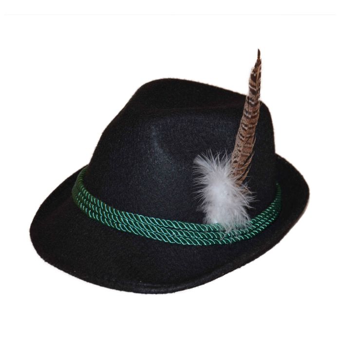Tyrolerhat til oktoberfest Bayern sort unisex one-size