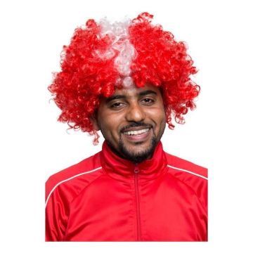 Rød og hvid danmark hooligan paryk