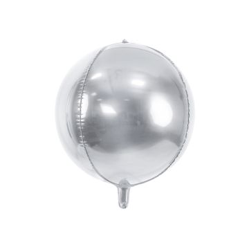 Metallisk sølv folieballon - Ø40 cm