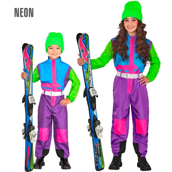 Multifarvet neon skidragt til børn