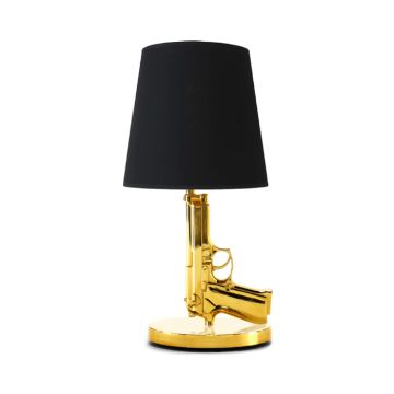 Pistol bordlampe guld 23,5x46 cm