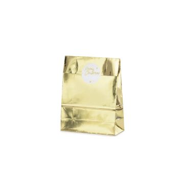 Gavepose merry christmas guld 3x 25x38x11cm