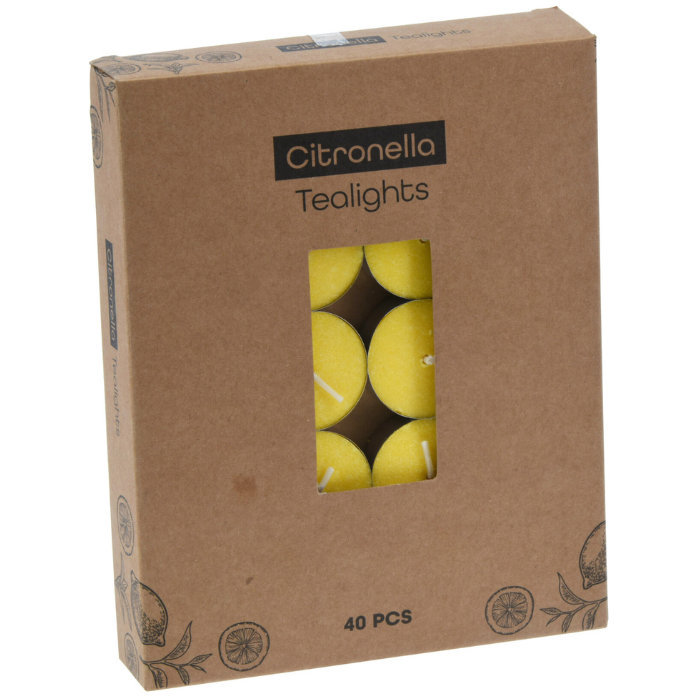 Citronella gul fyrfadslys 40x - 38x38x14 mm