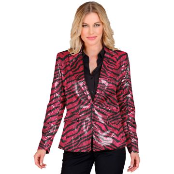 Pink zebrapailletjakke til dame