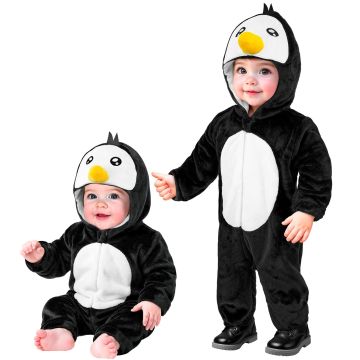 Pingvinkostume til baby i sort